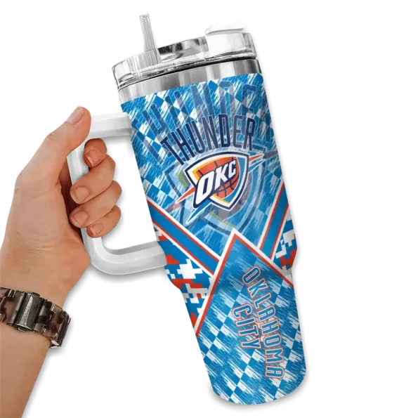 custom oklahoma city thunder chevron angle blue curved tumbler fashion forward 1.webp