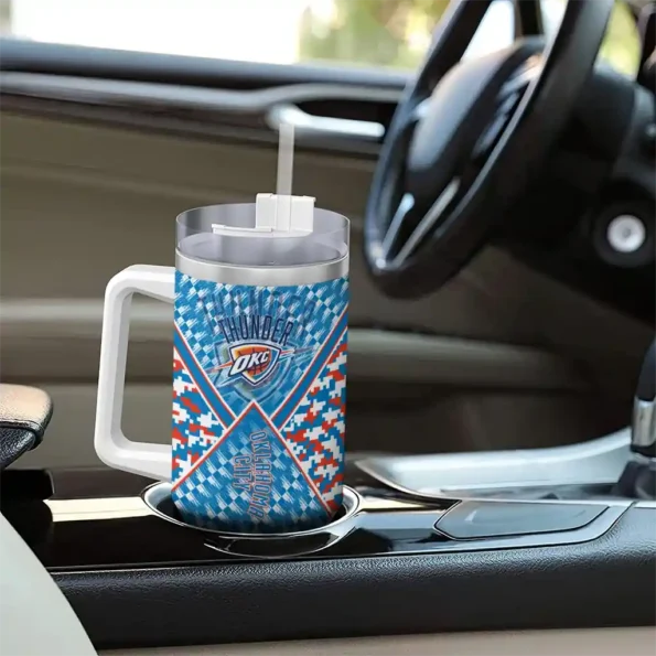custom oklahoma city thunder chevron angle blue curved tumbler trendy 1.webp