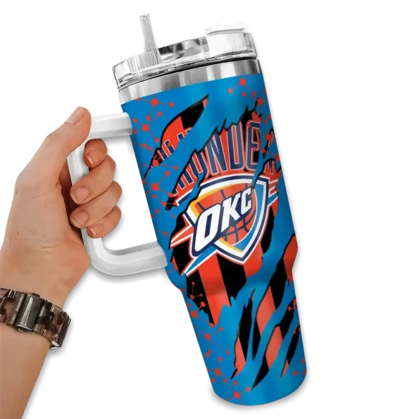 custom oklahoma city thunder claw cut blue black curved tumbler fashion forward 1.webp