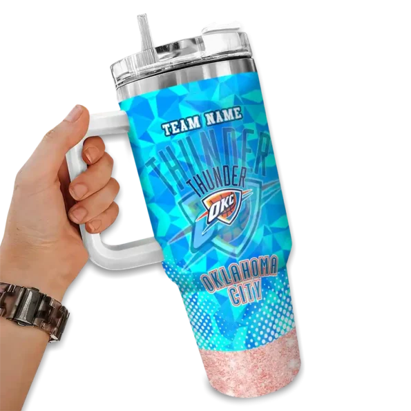 custom oklahoma city thunder geometric prism blue curved tumbler fashion forward 1.webp