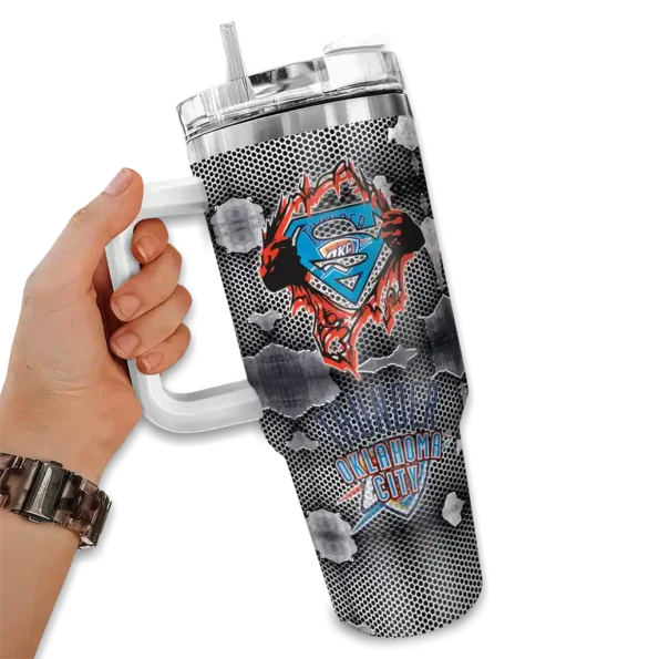 custom oklahoma city thunder superman shield blue gray curved tumbler fashion forward 1.webp