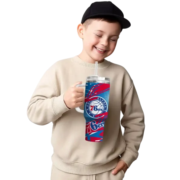 custom philadelphia 76ers abstract paths blue curved tumbler latest model 1.webp