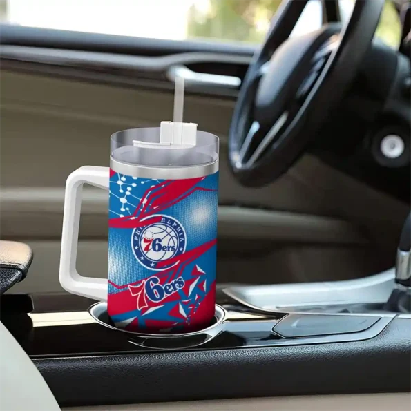 custom philadelphia 76ers abstract paths blue curved tumbler trendy 1.webp