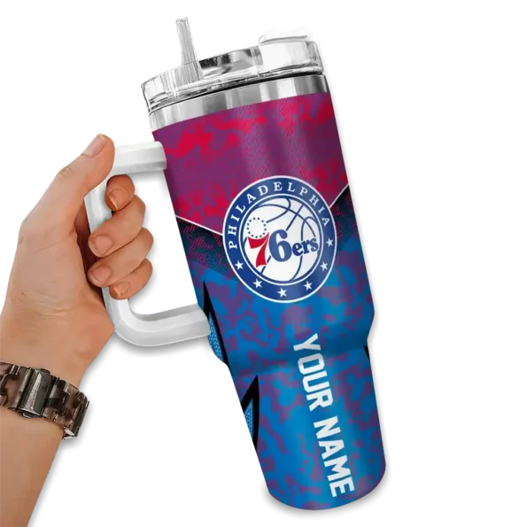 custom philadelphia 76ers chevron stripe blue curved tumbler fashion forward 1.webp
