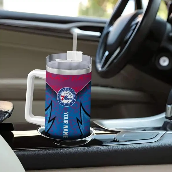 custom philadelphia 76ers chevron stripe blue curved tumbler trendy 1.webp