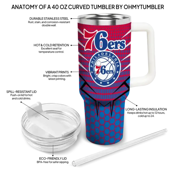 custom philadelphia 76ers hex texture blue curved tumbler new arrival 1.webp