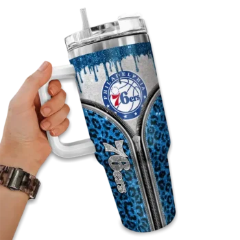 custom philadelphia 76ers leopard zipper blue curved tumbler fashion forward 1.webp