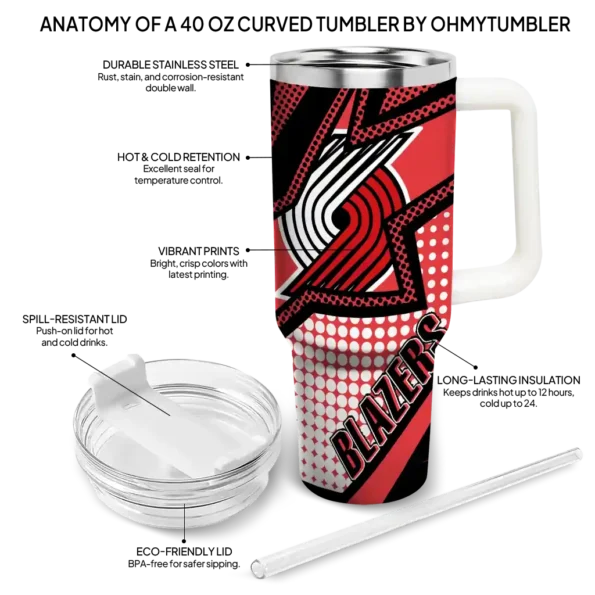 custom portland trail blazers arrow burst red curved tumbler new arrival 1.webp