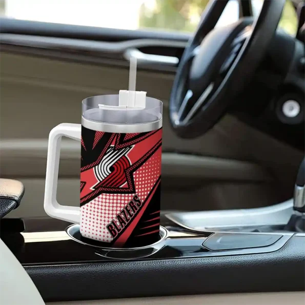 custom portland trail blazers arrow burst red curved tumbler trendy 1.webp