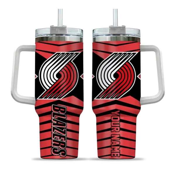 custom portland trail blazers chevron layers red curved tumbler best selling 1.webp