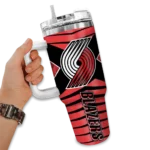 custom portland trail blazers chevron layers red curved tumbler best selling 1.webp
