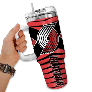custom portland trail blazers chevron layers red curved tumbler fashion forward 1.webp
