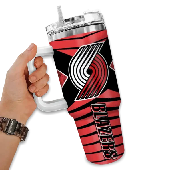 custom portland trail blazers chevron layers red curved tumbler fashion forward 1.webp
