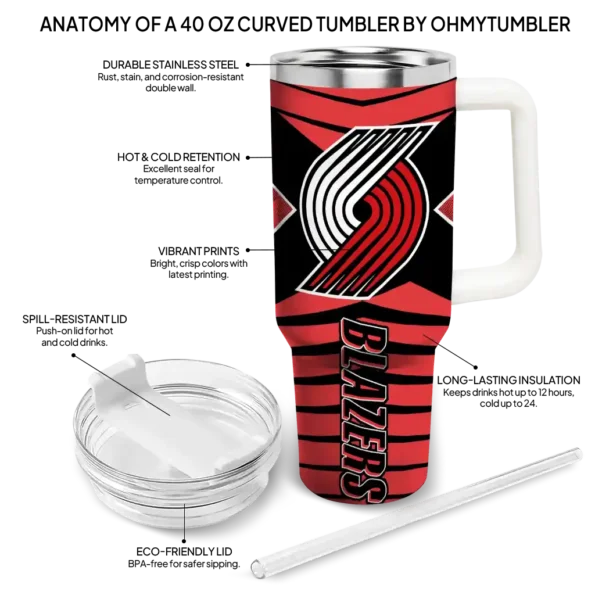 custom portland trail blazers chevron layers red curved tumbler new arrival 1.webp