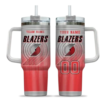 custom portland trail blazers gradient dots red curved tumbler best selling 1.webp