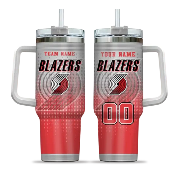 custom portland trail blazers gradient dots red curved tumbler best selling 1.webp