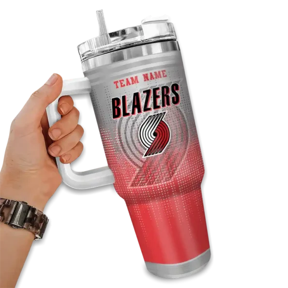 custom portland trail blazers gradient dots red curved tumbler fashion forward 1.webp