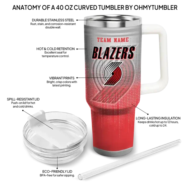 custom portland trail blazers gradient dots red curved tumbler new arrival 1.webp