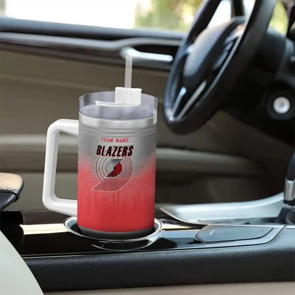 custom portland trail blazers gradient dots red curved tumbler trendy 1.webp