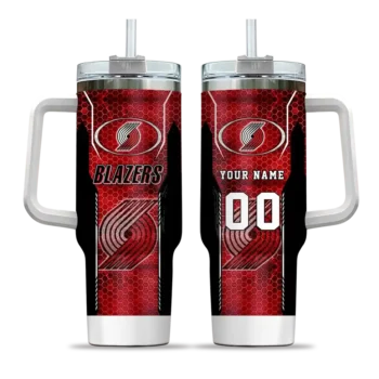 custom portland trail blazers hexagon armor red curved tumbler best selling 1.webp