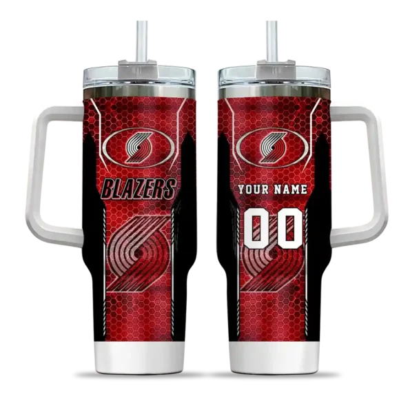 custom portland trail blazers hexagon armor red curved tumbler best selling 1.webp