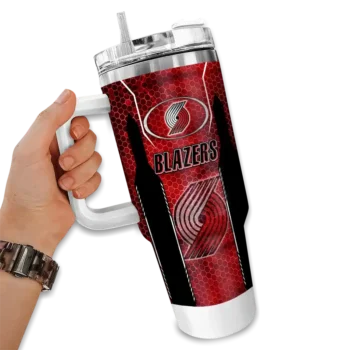custom portland trail blazers hexagon armor red curved tumbler fashion forward 1.webp