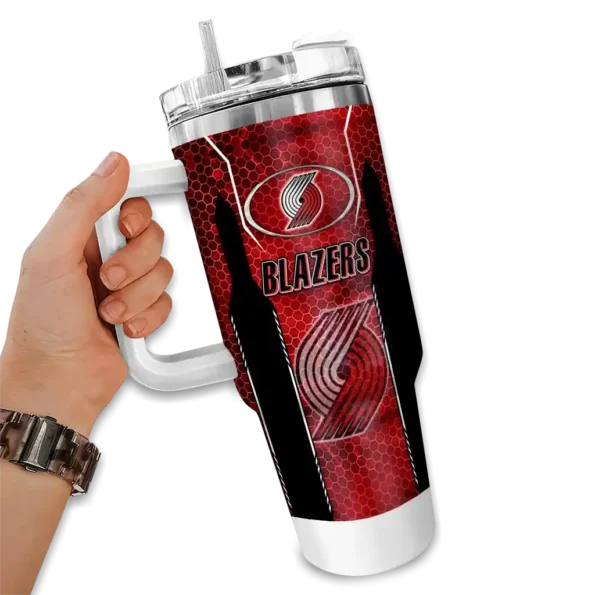 custom portland trail blazers hexagon armor red curved tumbler fashion forward 1.webp