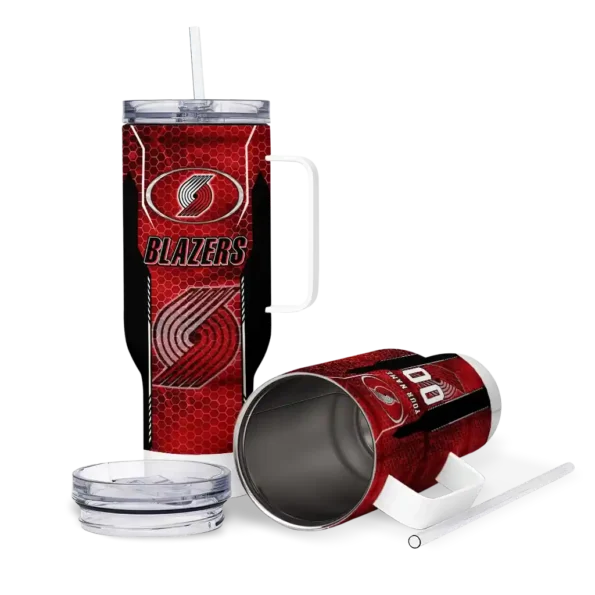 custom portland trail blazers hexagon armor red curved tumbler high quality 1.webp