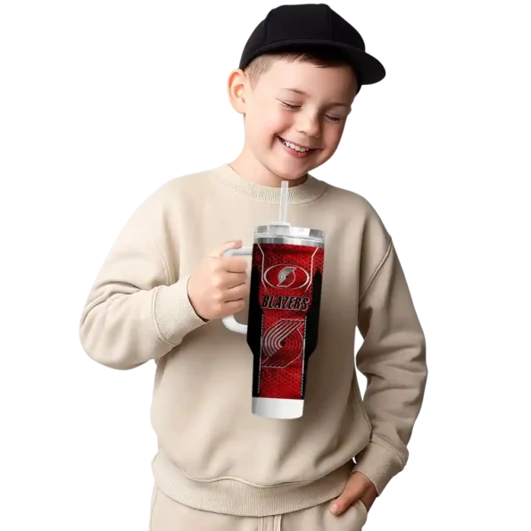 custom portland trail blazers hexagon armor red curved tumbler latest model 1.webp