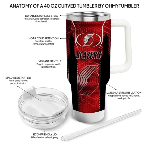 custom portland trail blazers hexagon armor red curved tumbler new arrival 1.webp