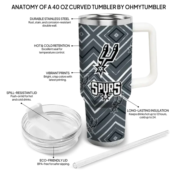 custom san antonio spurs bold diamonds silver curved tumbler new arrival 1.webp