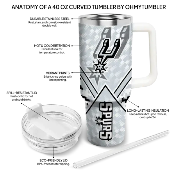 custom san antonio spurs chevron angle silver curved tumbler new arrival 1.webp