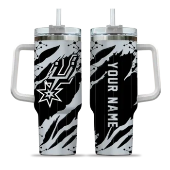 custom san antonio spurs claw cut silver black curved tumbler best selling 1.webp