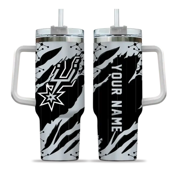 custom san antonio spurs claw cut silver black curved tumbler best selling 1.webp