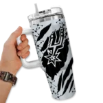 custom san antonio spurs claw cut silver black curved tumbler best selling 1.webp