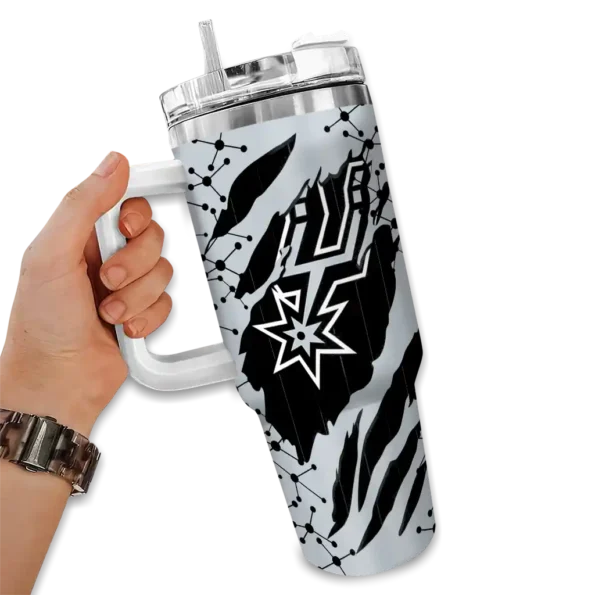 custom san antonio spurs claw cut silver black curved tumbler fashion forward 1.webp