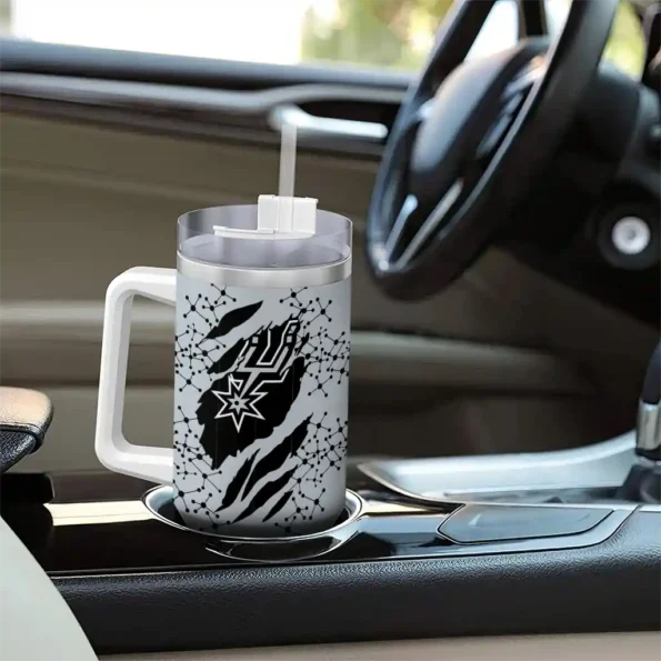 custom san antonio spurs claw cut silver black curved tumbler trendy 1.webp