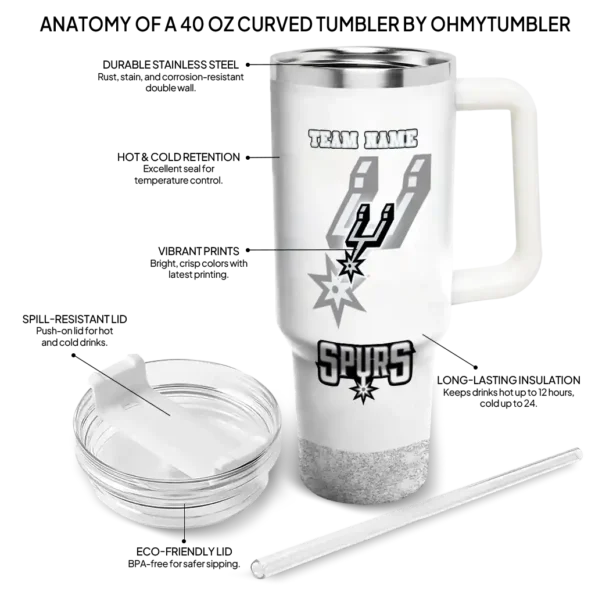 custom san antonio spurs geometric prism silver curved tumbler new arrival 1.webp