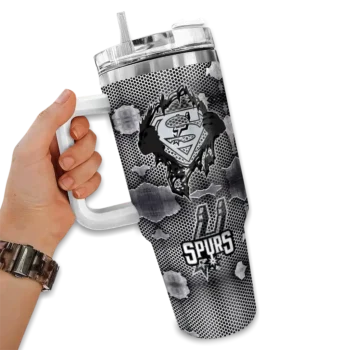 custom san antonio spurs superman shield silver gray curved tumbler fashion forward 1.webp