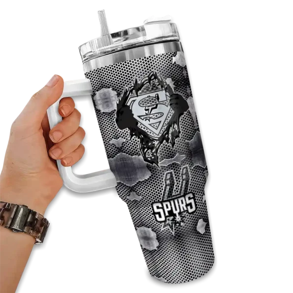 custom san antonio spurs superman shield silver gray curved tumbler fashion forward 1.webp