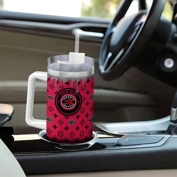 custom toronto raptors bullseye drips red curved tumbler trendy 1.webp