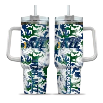 custom utah jazz camo mashup navy white curved tumbler best selling 1.webp