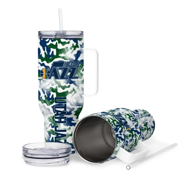 custom utah jazz camo mashup navy white curved tumbler high quality 1.webp