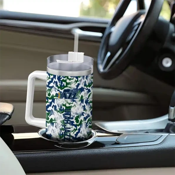 custom utah jazz camo mashup navy white curved tumbler trendy 1.webp
