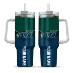 custom utah jazz chevron stripe navy curved tumbler best selling 1.webp
