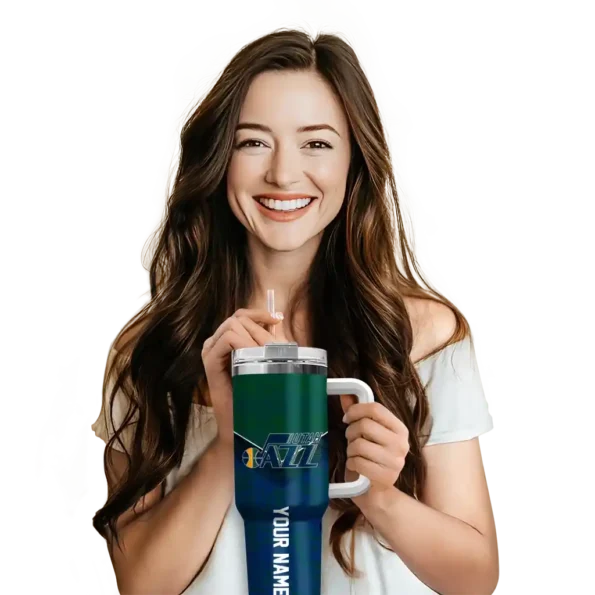 custom utah jazz chevron stripe navy curved tumbler premium grade 1.webp
