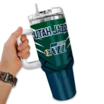 custom utah jazz hex texture navy curved tumbler best selling 1.webp