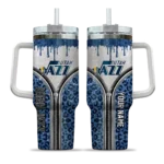 custom utah jazz leopard zipper navy curved tumbler best selling 1.webp