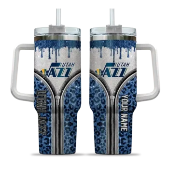 custom utah jazz leopard zipper navy curved tumbler best selling 1.webp