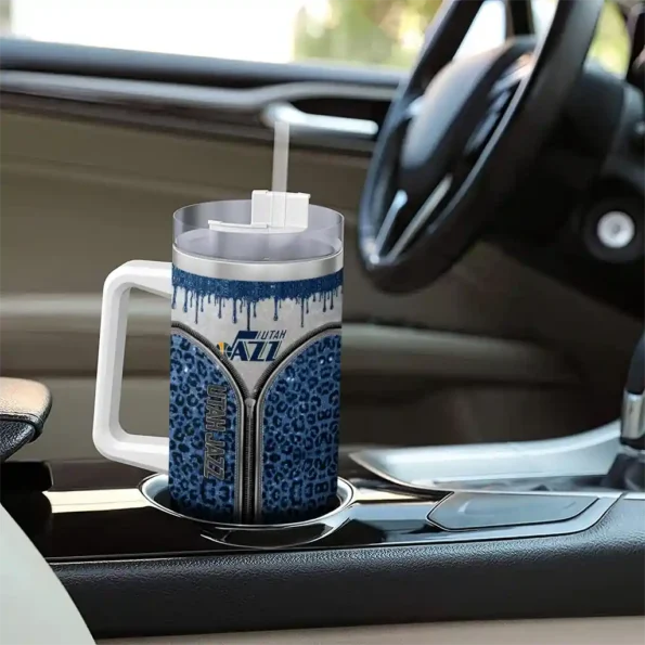 custom utah jazz leopard zipper navy curved tumbler trendy 1.webp